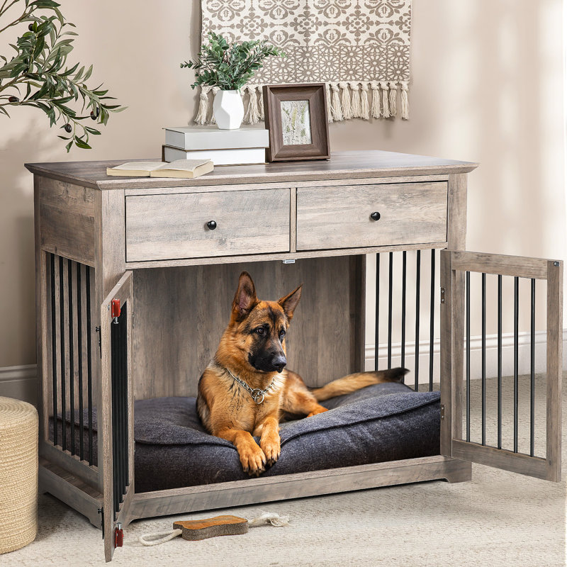 Cranbrook Dog Crate Furniture With Drawers Brown